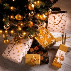 Papier Cadeau De Noël Durable Double Face Avec Sapins & étoiles Dés - Rouleau De Papier Cadeau De 50 M-DecoWoerner Outlet