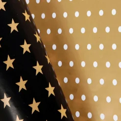 Papier Cadeau Double Face Noël Noir & Avec étoiles & Pois - 50 M De Papier Cadeau En Rouleau-DecoWoerner Clearance