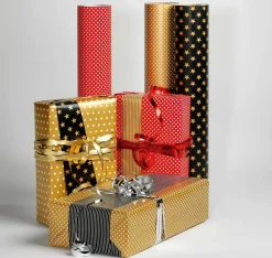 Papier Cadeau Double Face Noël Noir & Avec étoiles & Pois - 50 M De Papier Cadeau En Rouleau-DecoWoerner Clearance