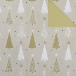Papier Cadeau Double Face Arbres De Noël / Crème-DecoWoerner