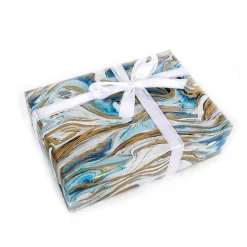 Papier Cadeau Durable Marbré Bleu & Or - Rouleau De 50 M De Papier Cadeau-DecoWoerner Discount