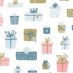 Papier Kraft écologique De Betterave à Sucre Avec Cadeaux Roses, Bleus & Or - Rouleau De 50 M De Papier Cadeau-DecoWoerner