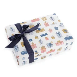 Papier Kraft écologique De Betterave à Sucre Avec Cadeaux Roses, Bleus & Or - Rouleau De 50 M De Papier Cadeau-DecoWoerner