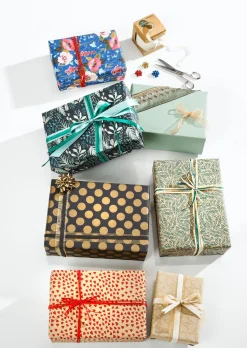 Papier Kraft Recyclé Avec Motifs Géométriques Blancs - Rouleau De 50 M De Papier Cadeau-DecoWoerner