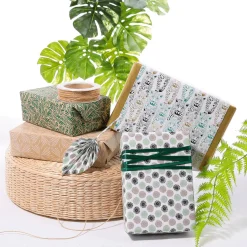 Papier Kraft Recyclé Avec Motifs Géométriques Blancs - Rouleau De 50 M De Papier Cadeau-DecoWoerner