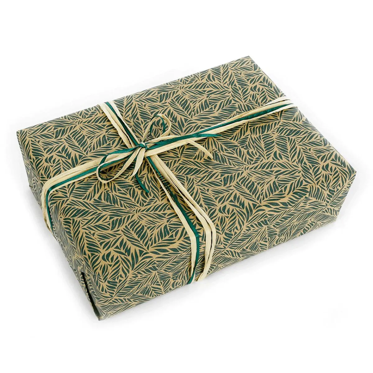 Papier Kraft Recyclé Avec Feuilles De Palmier es - Rouleau De 50 M De Papier Cadeau-DecoWoerner Outlet
