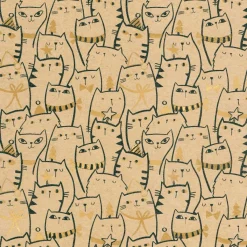 Papier Kraft Recyclé Avec Chats & Détails Dorés - Rouleau De 50 M De Papier Cadeau-DecoWoerner Best