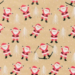 Papier Kraft Recyclé Avec Père Noël Et Sapins Blancs - Rouleau De 50 M De Papier Cadeau-DecoWoerner Hot
