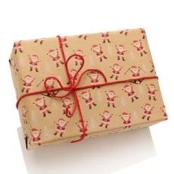 Papier Kraft Recyclé Avec Père Noël Et Sapins Blancs - Rouleau De 50 M De Papier Cadeau-DecoWoerner Hot