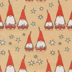 Papier Kraft Recyclé Avec Lutins Rouges & étoiles Blanches - Rouleau De 50 M De Papier Cadeau-DecoWoerner Clearance