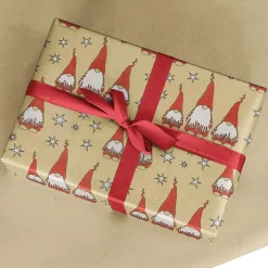 Papier Kraft Recyclé Avec Lutins Rouges & étoiles Blanches - Rouleau De 50 M De Papier Cadeau-DecoWoerner Clearance