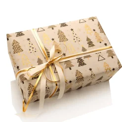 Papier Kraft Recyclé Avec Arbres De Noël Beige, Noir & Or - Rouleau De 50 M De Papier Cadeau-DecoWoerner Clearance