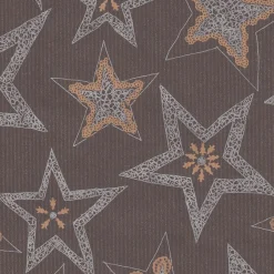 Papier Kraft Recyclé Brun Foncé Avec étoiles Argentées - Rouleau De 50 M De Papier Cadeau-DecoWoerner