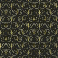 Papier Kraft Recyclé Avec Motif D'éventail Doré - Rouleau De 50 M De Papier Cadeau-DecoWoerner Clearance