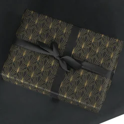 Papier Kraft Recyclé Avec Motif D'éventail Doré - Rouleau De 50 M De Papier Cadeau-DecoWoerner Clearance