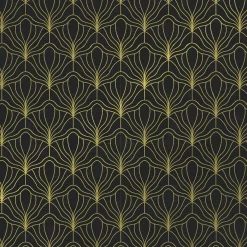 Papier Kraft Recyclé Avec Motif D'éventail Doré - Rouleau De 50 M De Papier Cadeau-DecoWoerner Clearance