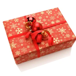 Papier Kraft Recyclé Avec Flocons De Neige Dorés - Rouleau De 50 M De Papier Cadeau-DecoWoerner Best