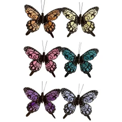 Papillons Déco s Avec Clip 6 Pièces 9,50 Cm-DecoWoerner New