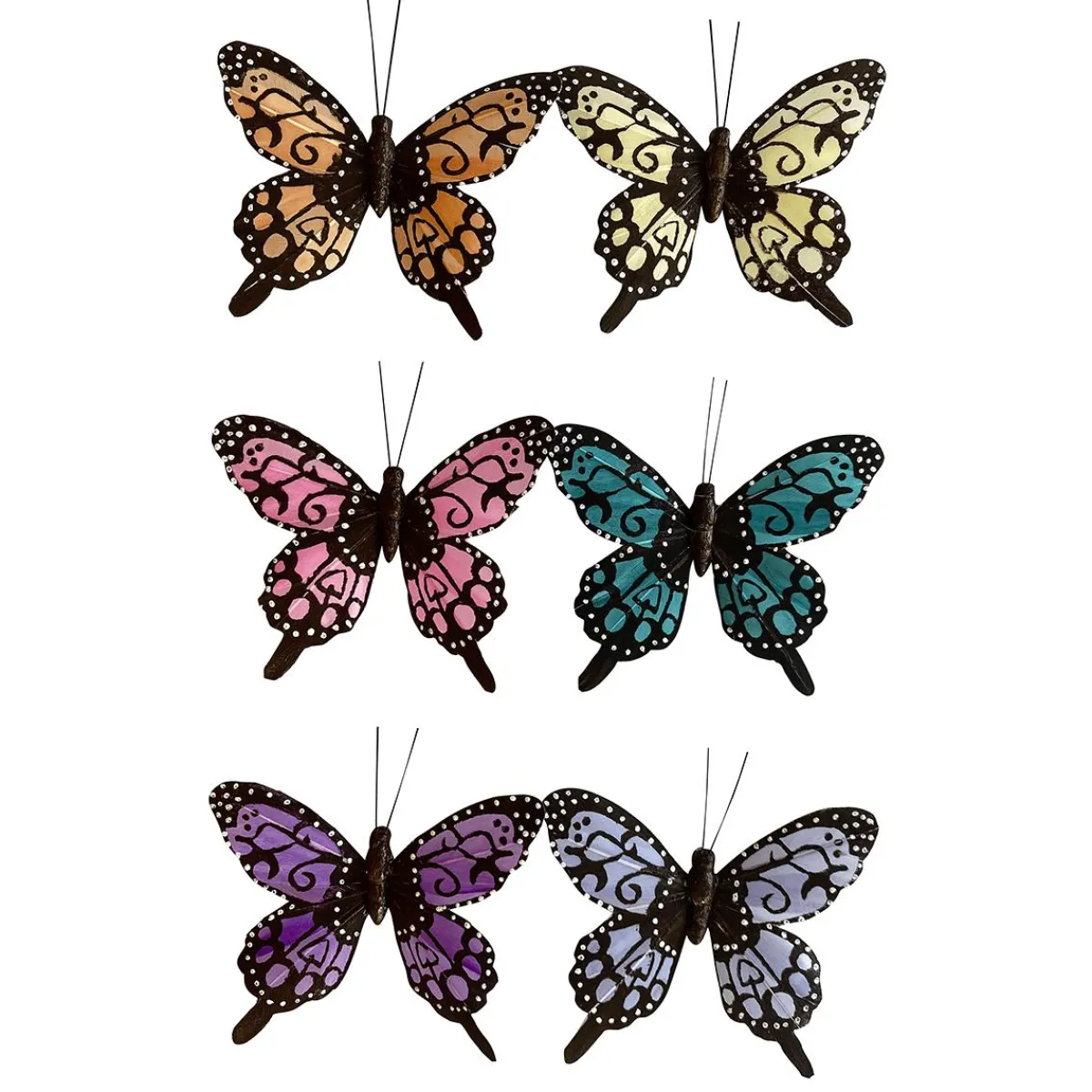 Papillons Déco s Avec Clip 6 Pièces 9,50 Cm-DecoWoerner New