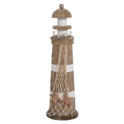 Phare Déco 10 X 35,5 Cm Brun En Bois-DecoWoerner New