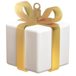 Présentoir Cadeau Blanc Avec Ruban Doré-DecoWoerner New
