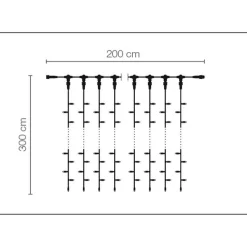Rideau Lumineux LED Professionnel Système IP67, 300 Cm Sans Câble D'alimentation,-DecoWoerner Hot