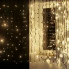 Rideau Lumineux Noir 200x150cm, 300 LED Blanc Chaud, IP44-DecoWoerner
