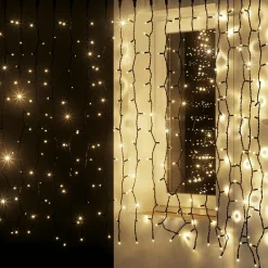 Rideau Lumineux Noir 200x150cm, 300 LED Blanc Chaud, IP44-DecoWoerner