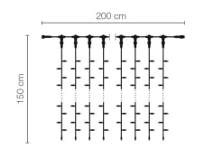 Rideau Lumineux Professionnel à LED Système IP67, 300 LED, 150 X 200 Cm, Sans Cable-DecoWoerner Discount