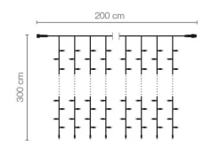 Rideau Lumineux Professionnel à LED Système IP20, 600 LED, 300 X 200 Cm, Sans Cable-DecoWoerner