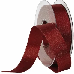 Ruban De Satin à Paillettes, 25 Mm, 20 M, Bordeaux-DecoWoerner