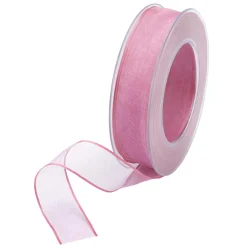 Ruban En Crêpe De Chine Avec Fil De Fer Pink Larg. 25 Mm-DecoWoerner Sale