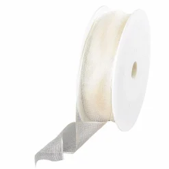 Ruban En Crêpe De Chine Avec Fil De Fer Crème Larg. 25 Mm-DecoWoerner Hot