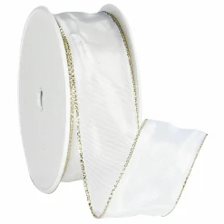 Ruban En Tissu Av. Bord En Fil De Fer, Crème-DecoWoerner Online