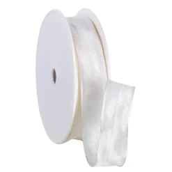Ruban En Tissu Av. Bord En Fil De Fer, Crème, Larg. 25 Mm-DecoWoerner Online