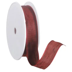 Ruban En Tissu Av. Bord En Fil De Fer, Bordeaux, Larg. 25 Mm-DecoWoerner Discount