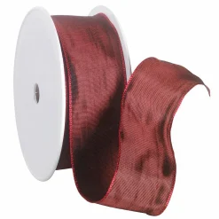 Ruban En Tissu Av. Bord En Fil De Fer, Bordeaux, Larg. 40 Mm-DecoWoerner Outlet