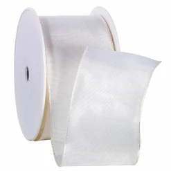 Ruban En Tissu Av. Bord En Fil De Fer, Crème, Larg. 60 Mm-DecoWoerner