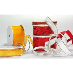 Ruban En Tissu Avec Bord Doré, 40 Mm, 25 M,-DecoWoerner Sale