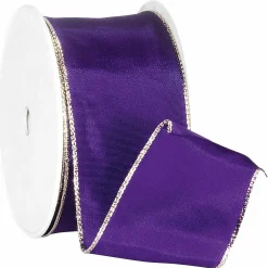 Ruban En Tissu Avec Bord Doré, Mauve-DecoWoerner Hot