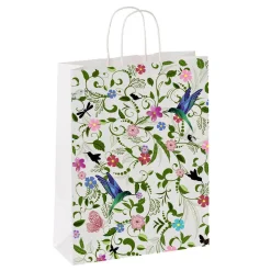 Sac Cadeau En Papier Kraft "Colibri" 18 X 22 X 8 Cm 50 Pièces-DecoWoerner Online
