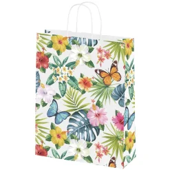 Sac En Papier Kraft "Tropical" 28 X 22 X 10 Cm-DecoWoerner New