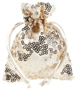 Sachet En Organza à Paillettes 10 Cm, 10 Pces, Champagne-DecoWoerner Sale