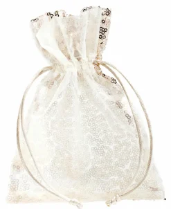 Sachet En Organza à Paillettes 18 Cm, 10 Pces, Champagne-DecoWoerner Best