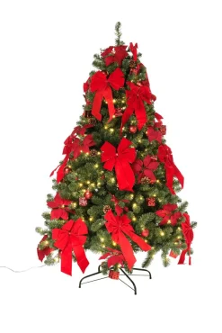 Sapin De Noël Artificiel Décoré De LED, Boules De Noël s, Nœuds, étoiles De Noël Et Petits Cadeaux 240 Cm-DecoWoerner Discount