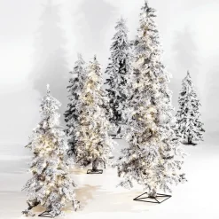 Sapin D'hiver, Sapin Artificiel En Luvi Enneigé Avec Lumière LED, 160 Cm-DecoWoerner Hot