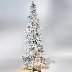 Sapin D'hiver, Sapin Artificiel En Luvi Enneigé Avec Lumière LED, 210 Cm-DecoWoerner Online