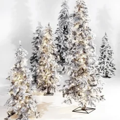 Sapin D'hiver, Sapin Artificiel En Luvi Enneigé Avec Lumière LED, 210 Cm-DecoWoerner Online