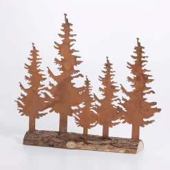 Sapin Silhouette Avec Patine Inox 27 Cm Brun-DecoWoerner