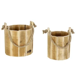 Seaux Rustiques En Bois, Set De 2, 21 Cm-DecoWoerner Outlet
